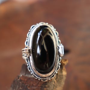 Poison Ring, Black Onyx Gemstone Poison Ring, Handmade Medicine Ring, Secret Box Ring, Pill box ring Silver Plated Locket Ring, Gift For Her