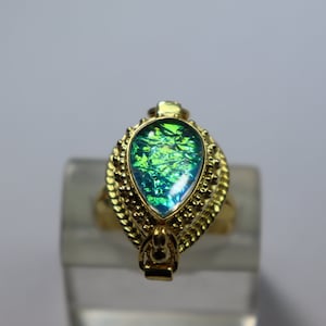Australian Opal poison Ring, 18k Gold plated opal poison  Ring, Compartment Ring ,locket ring ,Handmade Ring, Pill box ring, gift for her