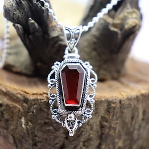 Red Glass Coffin Poison Pendent,Skeleton Coffin Pendent,Compartment Poison Box Pendent,Handmade Poison pendent,Boho & hippie,mother day gift