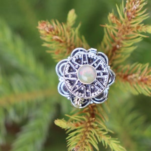 poison ring/White Natural Ethiopian fire opal -925 sterling silver plated  ring/ october birthstone/love ring/ box ring/Secret message ring