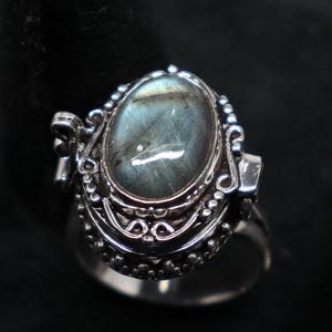 Vintage Poison Ring, Labradorite Secret Poison Ring, Secret Compartment Ring, Handmade 925Silver Plated Ring, Pill Box Ring,Mother day Gift