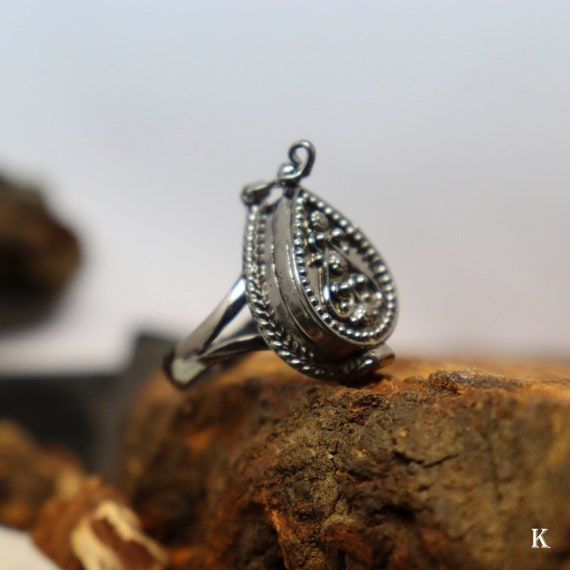 Poison Ring -pill box ring black rhodium plated Ring, Christmas Day Gift  Handmade Ring, hidden component box Ring, gift for her