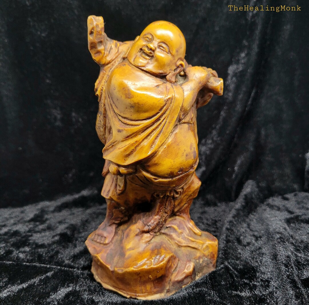 Vintage Laughing Buddha Large Statue, Antique Buddha for Home Decor