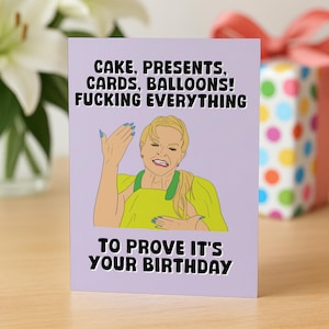 Carte d'anniversaire vraies femmes au foyer, carte RHOSLC, carte d'anniversaire drôle, chronologie preuve reçus Heather, cadeau vraies femmes au foyer, carte d'anniversaire amie