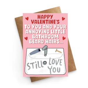 Carte de Saint-Valentin drôle pour lui, carte de Saint-Valentin poils de barbe, carte de Saint-Valentin mari, Saint-Valentin pour petit ami, carte drôle habitudes ennuyeuses