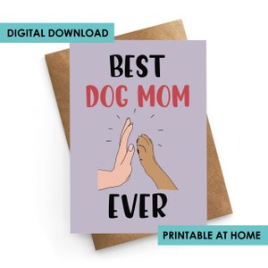 Cartão de Dia das Mães para impressão, Cartão de Dia das Mães de Cachorro, Cartão de Melhor Cachorro, Cartão de Download Instantâneo, Cartão de Mãe