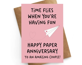 Couple Anniversary Card, First Wedding Anniversary, Paper Wedding Anniversary, 1st Wedding, From Parents, Anniversary Gift