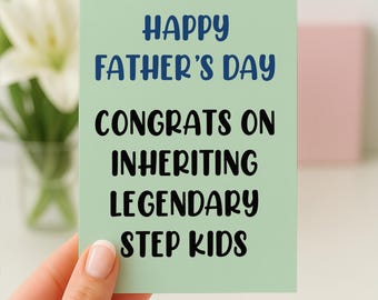 Biglietto per la festa del papà per il patrigno, Biglietto per la festa del papà, Dai figliastri, Biglietto divertente per il patrigno, Biglietto per la festa del papà dalla moglie