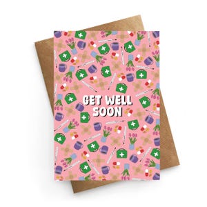 Carte de rétablissement, jolie carte de rétablissement, carte de rétablissement bientôt, carte Une pensée de vous, carte d'un ami, carte de rétablissement rose, carte de rétablissement de maman