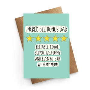 Cartão de aniversário para padrasto, cartão engraçado para padrasto, pai bônus, cartão de aniversário para marido, cartão para enteados, cartão de aniversário para padrasto, cartão engraçado para pai