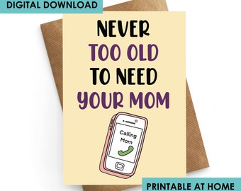 Printable Mothers Day Card, Mothers Day Card Funny, Stepmom Card, Instant Download Card, Mom Card
