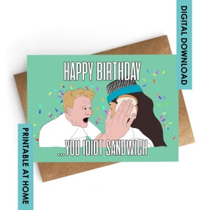 Cartão para download instantâneo, cartão de aniversário engraçado, cartão de melhor amigo, cartão de aniversário de amigo, cartão de aniversário de programa de TV, cartão sanduíche idiota
