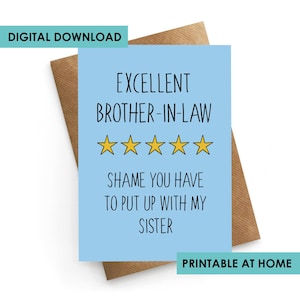 Druckbare Geburtstagskarte Schwester, sofortiger Download Bruder Geburtstagskarte, lustige Geburtstagskarte Stiefbruder, für ihn älteren Bruder Geschenk