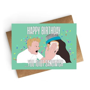 Cartão de aniversário engraçado, cartão de sanduíche idiota, cartão de aniversário para ela, cartão de aniversário de namorado