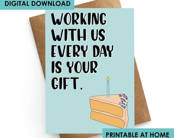 Instant Downloadable Card, Work Bestie Card, Work Friend Birthday Card, Coworker Birthday Card, Colleague Birthday Card, Boss Birthday Card