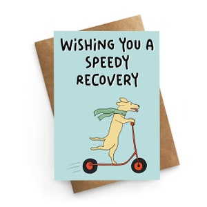 Beterschapskaart, snel herstel, leuke beterschapskaart, grappige beterschapskaart, Thinking of You-kaart, vriendenkaart, hond beterschapskaart
