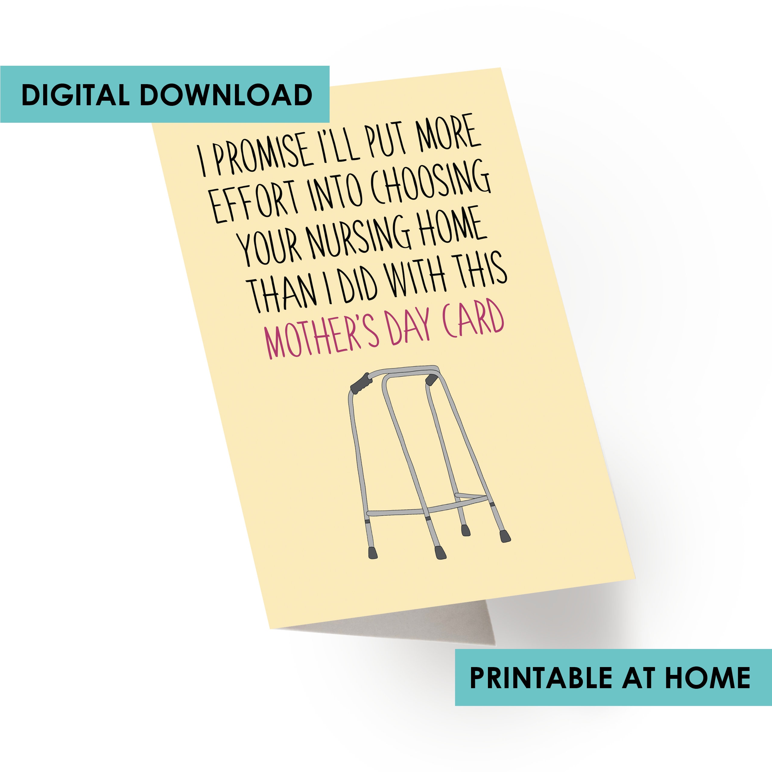DIGITAL DOWNLOAD, Printable Mothers Day Card, Mothers Day Card Funny ...