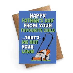 Carte de fête des pères, carte de fête des pères avec pelouse, fête des pères drôle, blague avec les papas, carte de papa de coupe d'herbe, cadeau papa drôle, cadeau de fête des pères
