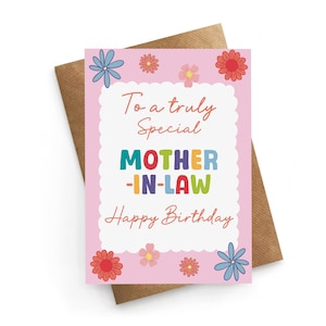Birthday Mother in Law Card, Birthday Card Mother-in-law, Cute Mum Card, Cute Card For Mum, Mum In Law Card