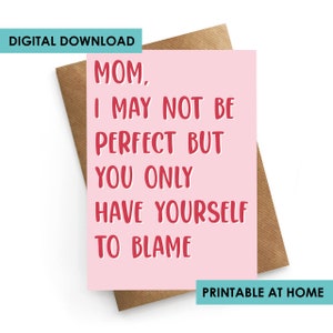 DOWNLOAD DIGITAL, cartão de dia das mães para impressão, cartão de dia das mães engraçado, cartão de aniversário da mãe, cartão de download instantâneo, cartão de mãe, cartão para mãe