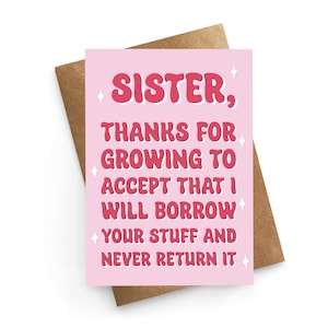 Carte d'anniversaire pour soeur, carte d'anniversaire soeur drôle, carte d'anniversaire grande soeur, carte d'anniversaire drôle pour soeur, carte d'anniversaire de petite soeur