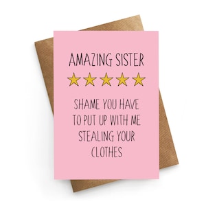 Carte d'anniversaire drôle pour soeur, carte d'anniversaire soeur, carte meilleure soeur, carte d'anniversaire drôle, cadeau d'anniversaire soeur, carte belle-soeur