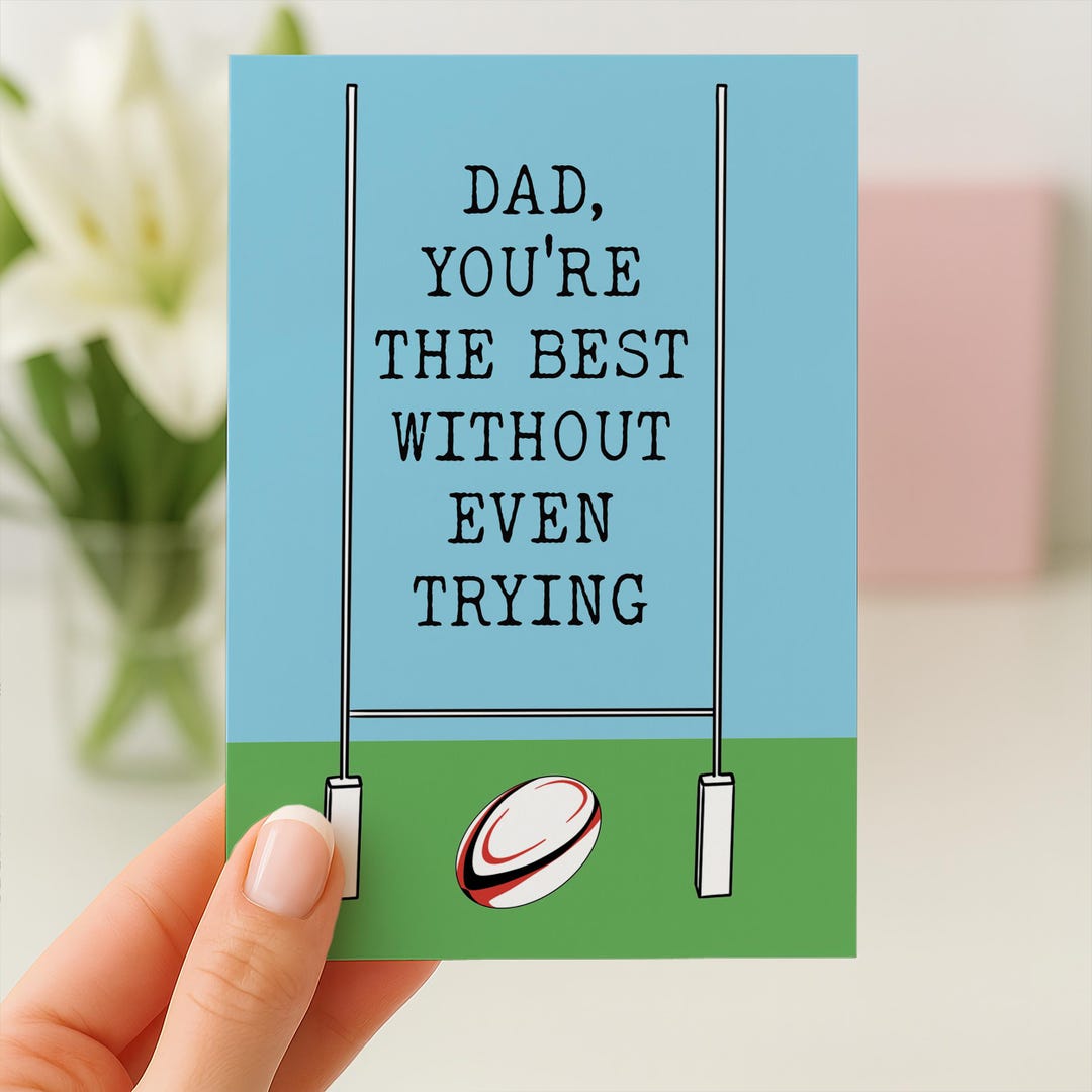 Father's Day Rugby Card, Funny Dad Card, Rugby Father's Day Card, Funny ...