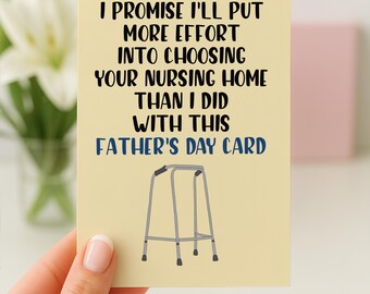 Fathers Day Card, Funny Dad Card, Funny Fathers Day Card, Nursing Home Card, Birthday Card For Dad, Fathers Day Gift, Funny Fathers Day Card