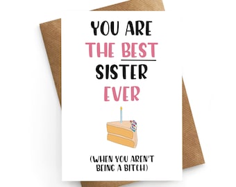 Funny Sister Birthday Card, Birthday Card For Sister, Sister Birthday Gift, Best Sister Ever Card, Funny Birthday Card, Sister Birthday Gift
