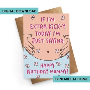 PRODUIT NUMÉRIQUE, carte d'anniversaire imprimable, de bosse, carte d'anniversaire de femme enceinte, carte de nouvelle maman, carte à téléchargement immédiat