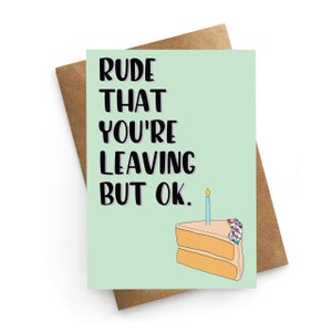 Carte de départ amusante, carte de nouvel emploi, carte de collègue de travail, départ du travail, cadeau pour un départ, cadeau pour un ami de travail, cadeau de travail
