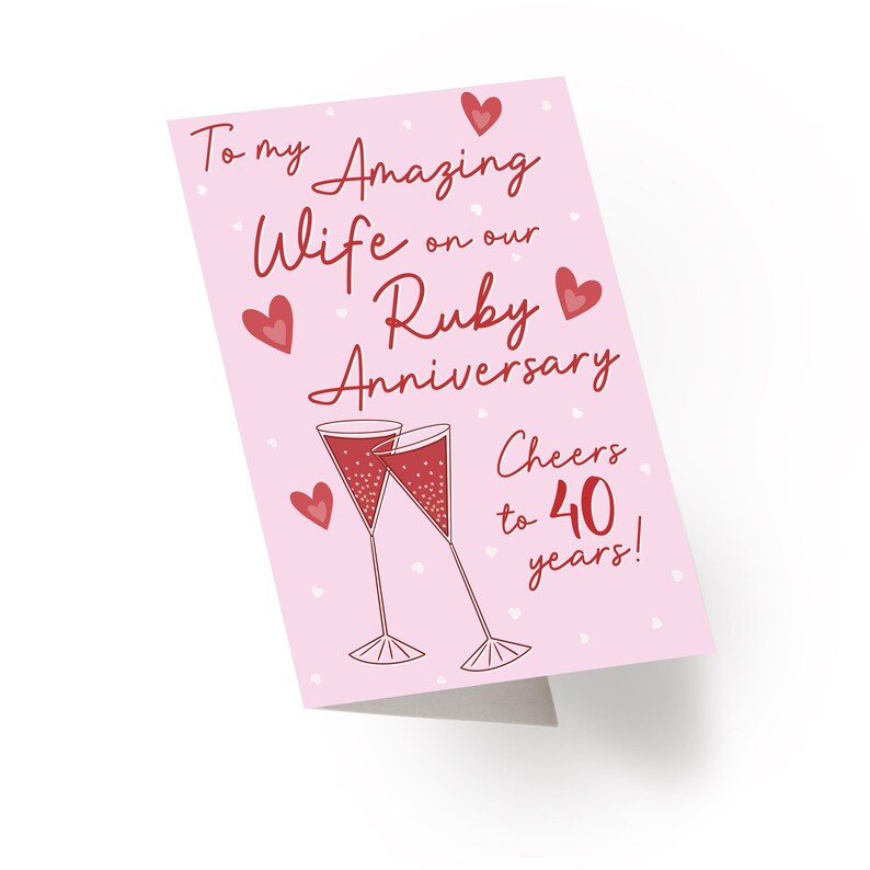 40th Anniversary Card for Wife, Ruby Anniversary Card From Husband ...