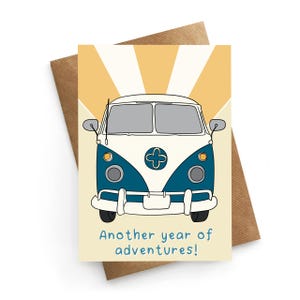 Carte d'anniversaire drôle pour lui, carte d'anniversaire aventure, carte d'anniversaire camping-car, carte d'anniversaire voyage, carte d'anniversaire passe-temps drôle