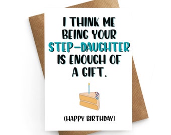 Funny Birthday Card Stepdad, Dad Birthday Card, From Step-Daughter, Birthday Card For Him, Step-Father Birthday Card, For Him