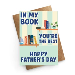 Carte de fête des pères, livres, carte de fête des pères, fête des pères drôle, blague avec papa, carte de lecture de papa, cadeau de papa drôle, cadeau de fête des pères