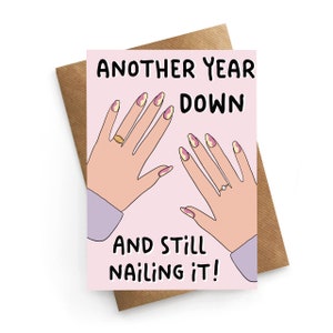 Verjaardagskaart Bestie, Nailing It Card, grappige verjaardagskaart, positieve vibes verjaardagskaart, verjaardagskaart vriend, voor haar