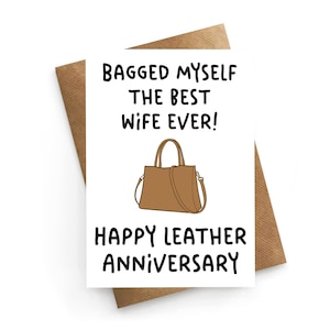 Carte d'anniversaire pour femme, anniversaire en cuir, 3e anniversaire de mariage, carte du mari, carte d'anniversaire drôle