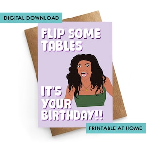DIGITAL Download Teresa RHONJ Cartão de aniversário, Cartão de download instantâneo, Cartão de Nova Jersey para impressão, Cartão de aniversário de amigo, Cartão de donas de casa reais