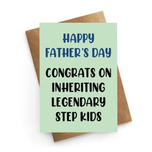 Stepdad Fathers Day Card, Fathers Day Card, From Step Kids, Stepdad Card Funny, Father's Day Card From Wife