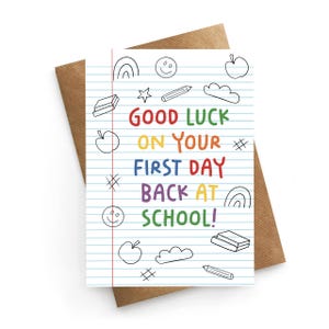 Carte Rentrée scolaire, Rentrée scolaire, Rentrée scolaire pour fille, Cadeau rentrée scolaire pour fils, Carte Bonne chance à l'école