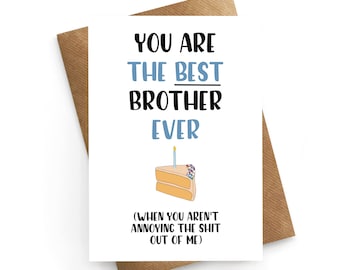 Tarjeta de cumpleaños divertida hermano, tarjeta de cumpleaños divertida hermano, mejor hermano de todos los tiempos, regalo de cumpleaños del hermano, hermanastro de cumpleaños, para él