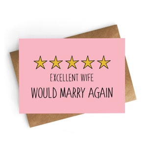Tarjeta de San Valentín para esposa, aniversario divertido, tarjeta de aniversario de boda esposa, tarjeta de cumpleaños de esposa, regalo de aniversario, tarjeta de aniversario divertida