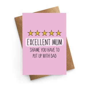 Muttertagskarte Lustig, fünf Sterne Muttertagskarte, Karte für Mama, süße Karte für Mama, Muttertagsgeschenk, Mamakarte Blumen, Aufstellen mit Papakarte