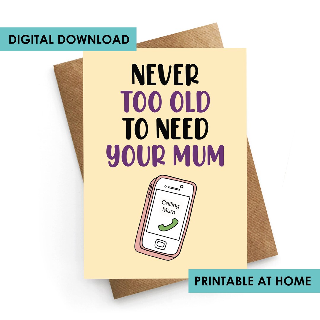 DIGITAL DOWNLOAD, Printable Mothers Day Card, Mothers Day Card Funny ...