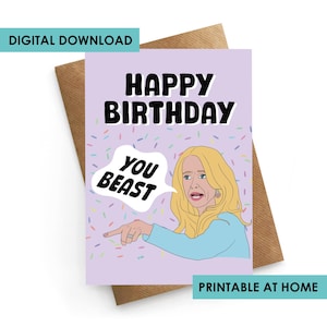Scheda scaricabile istantanea, scheda RHOBH di Kim Rrichards, scheda di compleanno, scheda di compleanno di un amico, scheda di compleanno di Real Housewives, scheda RHOBH stampabile