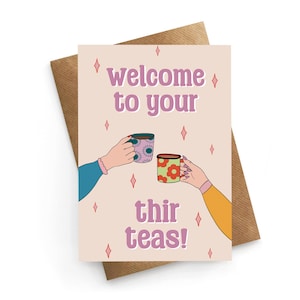 Carte 30e anniversaire, carte d'anniversaire thé, anniversaire Bestea, carte 30e anniversaire pour elle, 30e anniversaire meilleure amie, 30e, cadeau 30e