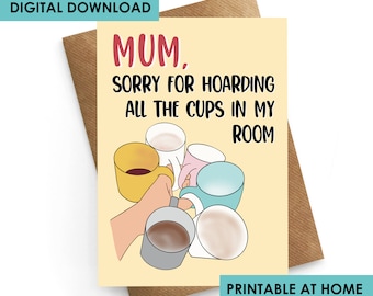 Printable Mothers Day Card, Mothers Day Card Funny, Mothers Day Gift, Instant Download Card, Mum Card, Card For Mum