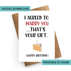 Cartão para download instantâneo, cartão de aniversário para noivo, cartão de aniversário para marido, cartão de aniversário para esposa, cartão de aniversário engraçado, cartão de aniversário para ele