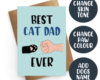 Birthday Card From The Cat, Cat Dad Card, Personalised Card From Cat, Cat Dad Card Personalised, Best Cat Dad Ever