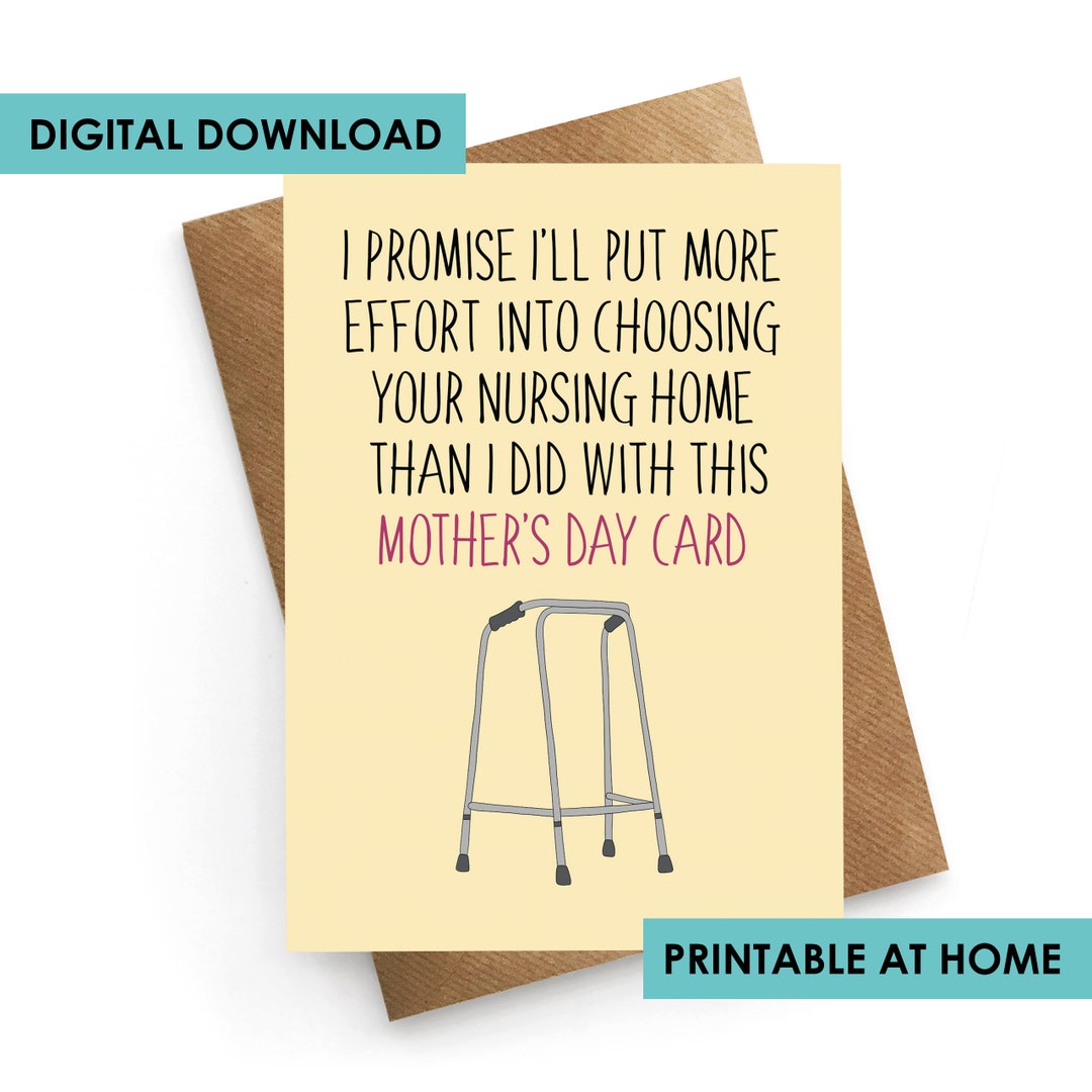 DIGITAL DOWNLOAD, Printable Mothers Day Card, Mothers Day Card Funny ...